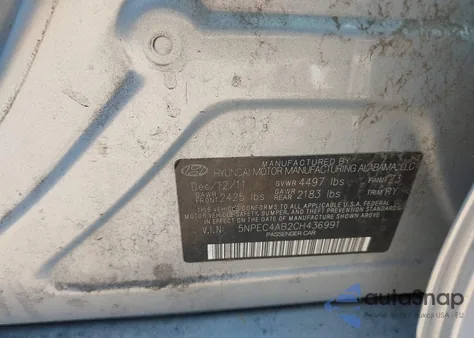 2012 Hyundai Sonata Se 2.0T from USA, damaged, VIN 5NPEC4AB2CH436991